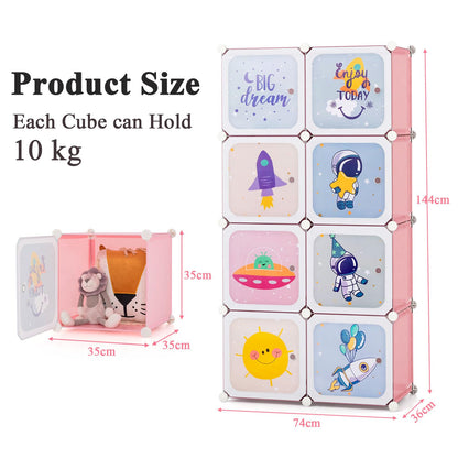 8-cube Baby Closet Organizer with Doors and Hanging Section