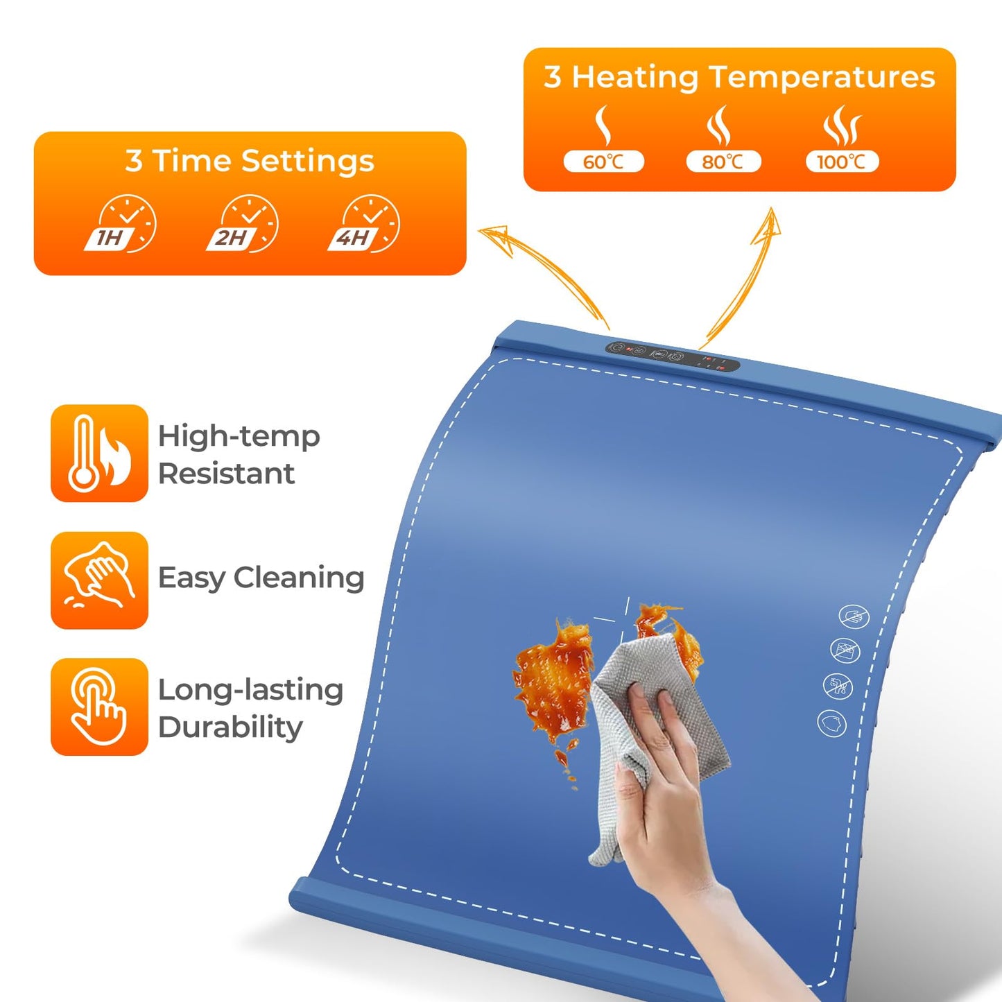 Food Warming Mat with Adjustable Temperature and Timer