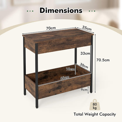 Slim Side Table with Magazine/Book Rack