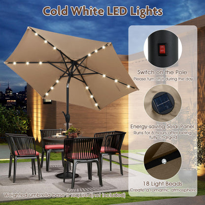 2.3M Outdoor Heavy Duty Umbrella with 18 LED Lights, Push Button Tilt