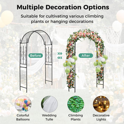 2.3M Metal Garden Arch with 4 Ground Stakes