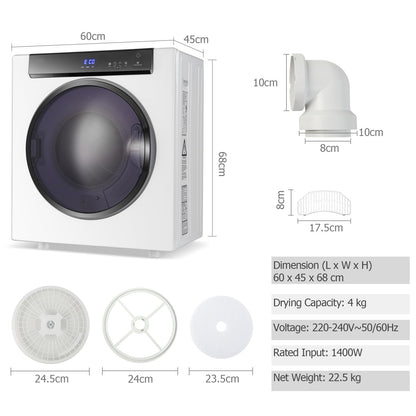 4KG Compact Dryer with Stainless Steel Tub and Multi-layer Filtration