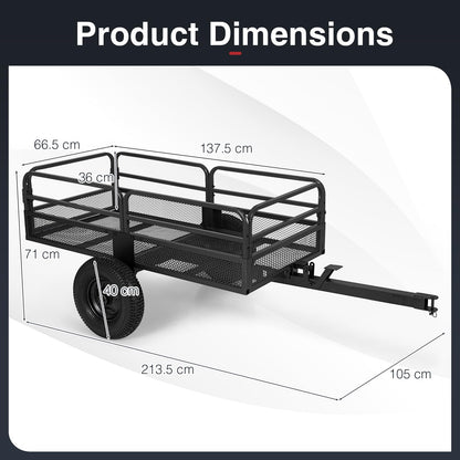 700 KG Capacity 0.5 m³ Heavy Duty Metal Dump Cart Trailer for ATV UTV Tractor