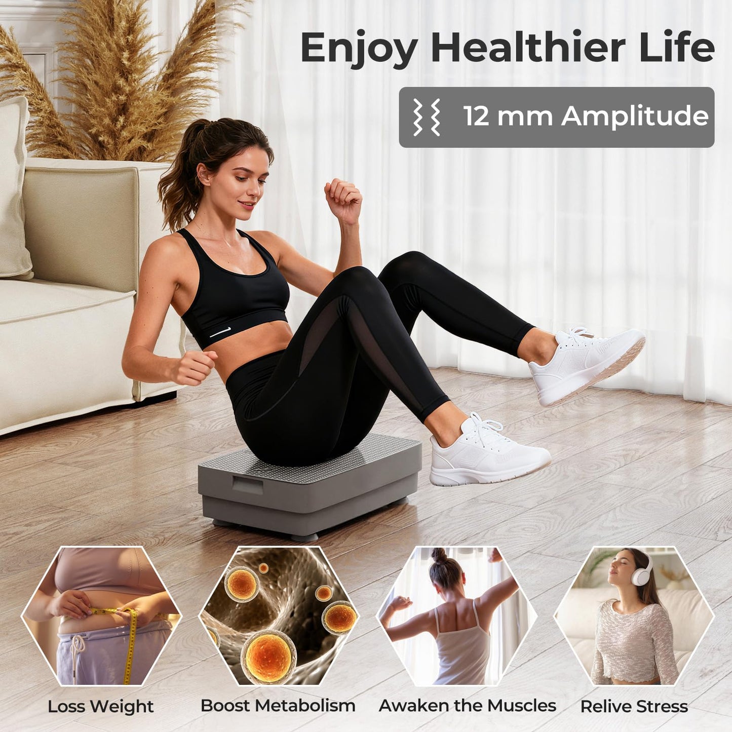 Vibration Plate Exercise Machine with Gravity Sensor and Remote Control