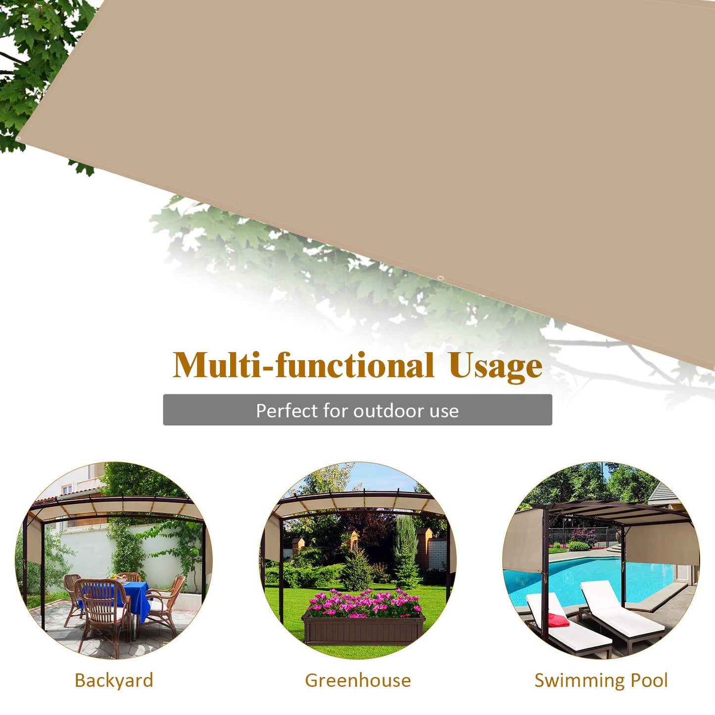 5.2m x 2m UV Resistant Sunshade Net with Taped Edge and Copper Grommets