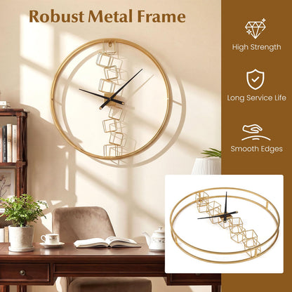 Large Wall Clock, 27”/68cm Metal Non-Ticking Decorative Clock, Battery-Operated Wall Decoration