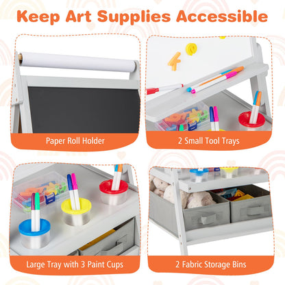 Double sided Kids Easel with Magnetic Whiteboard and Chalkboard