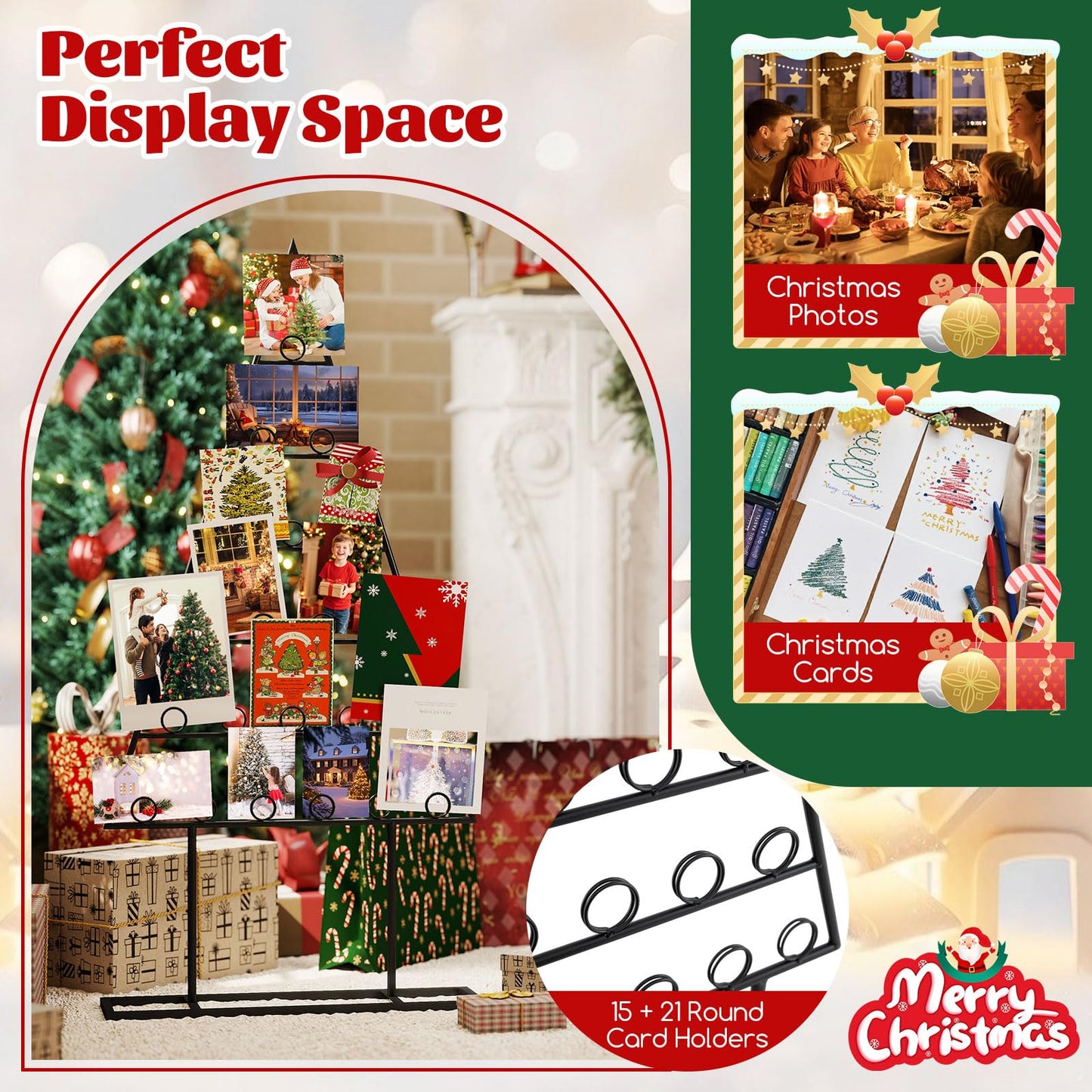 2 Pack Christmas Tree Photo Holder with 36 Round Clips