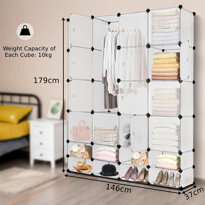 24 Cube DIY Interlocking Combination Armoire with 16 Cubes