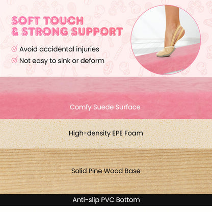 270CM Folding Balance Beam with Solid Wood Base and Anti-slip Bottom