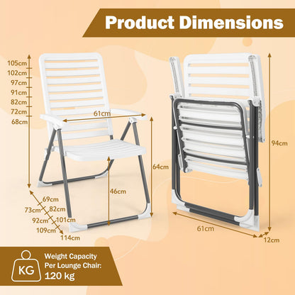 Two-fold Adjustable Reclining Folding Chair with 7-Level Backrest