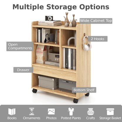 Mobile Storage Cabinet with Drawer and Adjustable Shelves