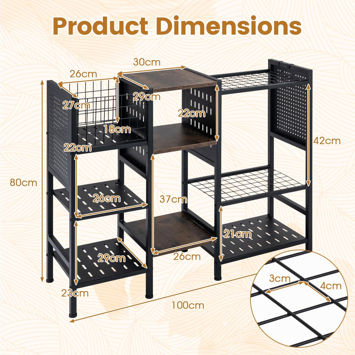 Garden Tool Storage Rack, 3 Tier Metal Yard Tool Organizer with Wooden Shelves