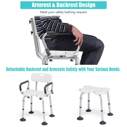 Height Adjustable Tub Shower Seat with U-Shaped Seat and Shower Buckle