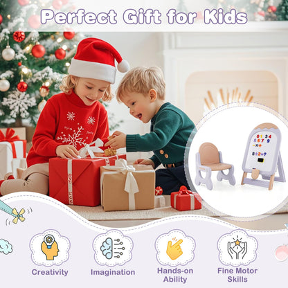 Height-adjustable and Foldable Standing Kids Art Easel with Chair