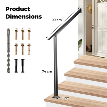 3 Step Heavy-Duty Adjustable Galvanized Steel Railing with Installation Kit for Concrete
