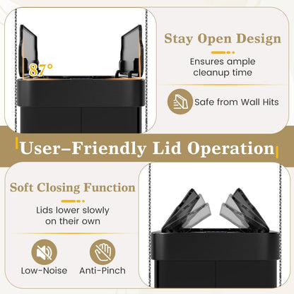 60L Automatic Kitchen Bin, Touchless Infrared Motion Sensor Waste Bin with Soft Closure Lid