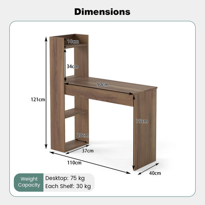 Home Office Desk with Bookshelf 110 CM Study Writing Table