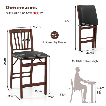 Set of 2 Counter Height Chairs Folding Kitchen Island Stool