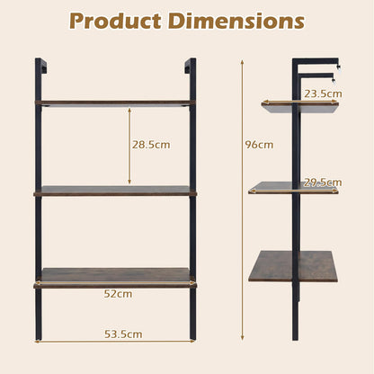 3-Tier Wall Mounted Shelves for Living Room Home Office