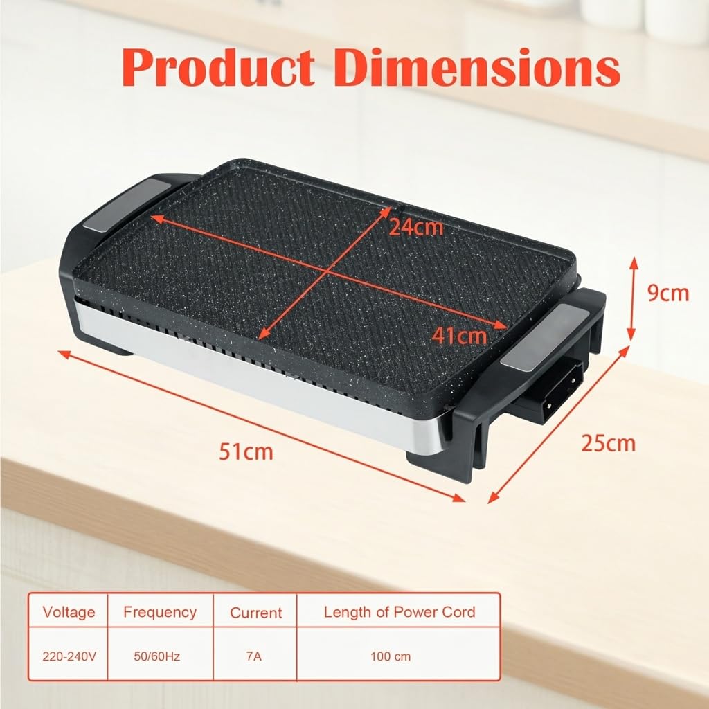 Reversible Grill Griddle 1500W, 2-in-1 Dual Sided Electric Grill