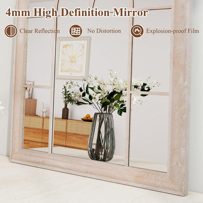 Arched Window Wall Mirror, Farmhouse Hanging Accent Decorative Mirror