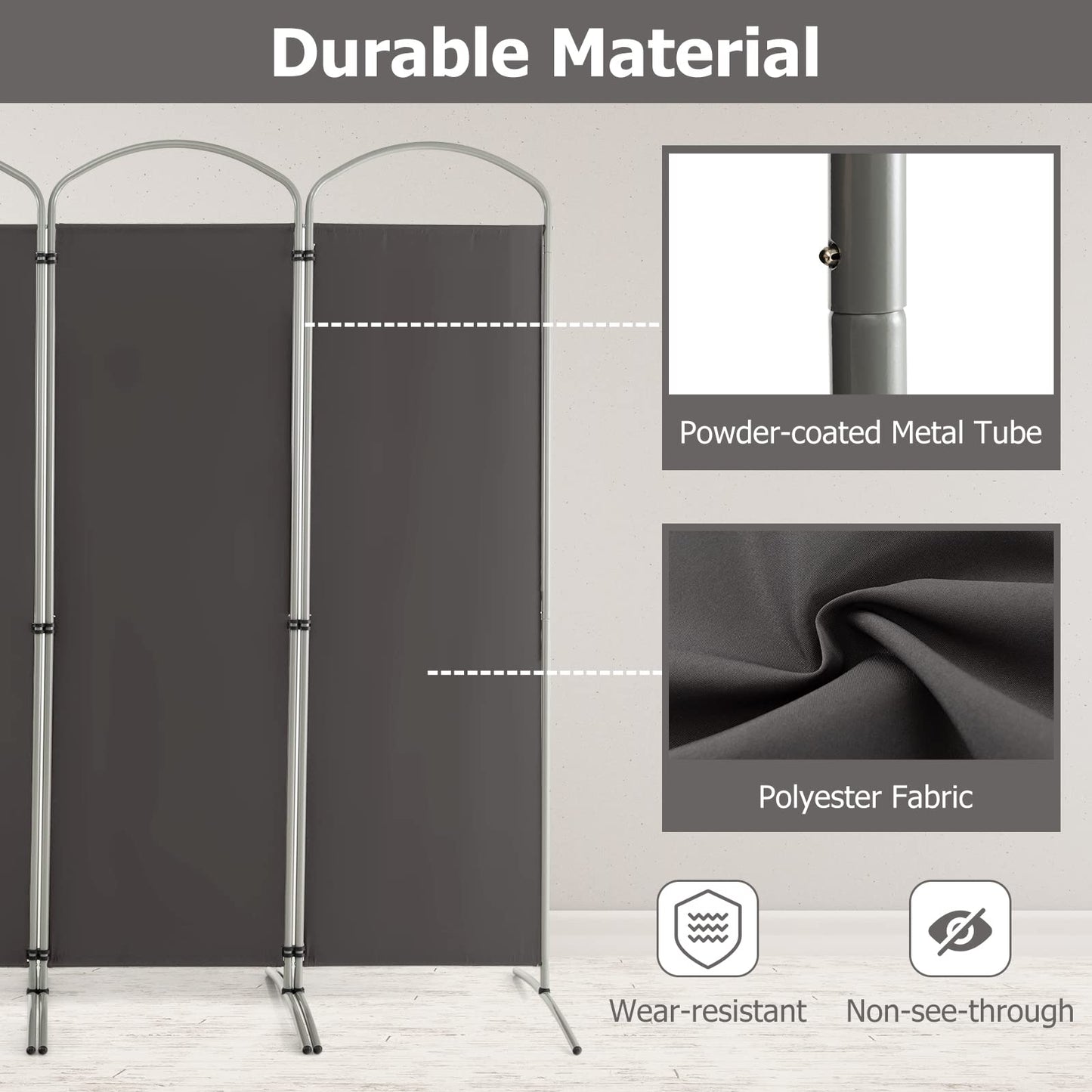 Giantex 4 Panel Folding Room Divider, Freestanding Wall Privacy Screen Protector (221 x 188cm)