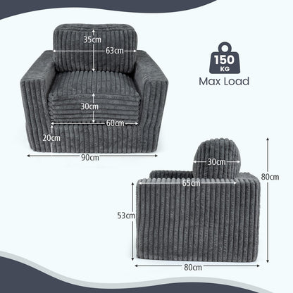 Furry Boneless Couch for Small Spaces with Removable Cover and Pillow