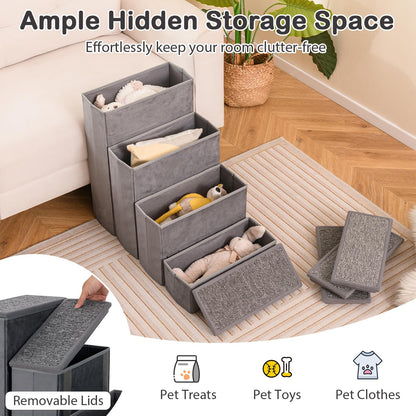 Non-Slip 4-Step Dog Stairs with Storage Box