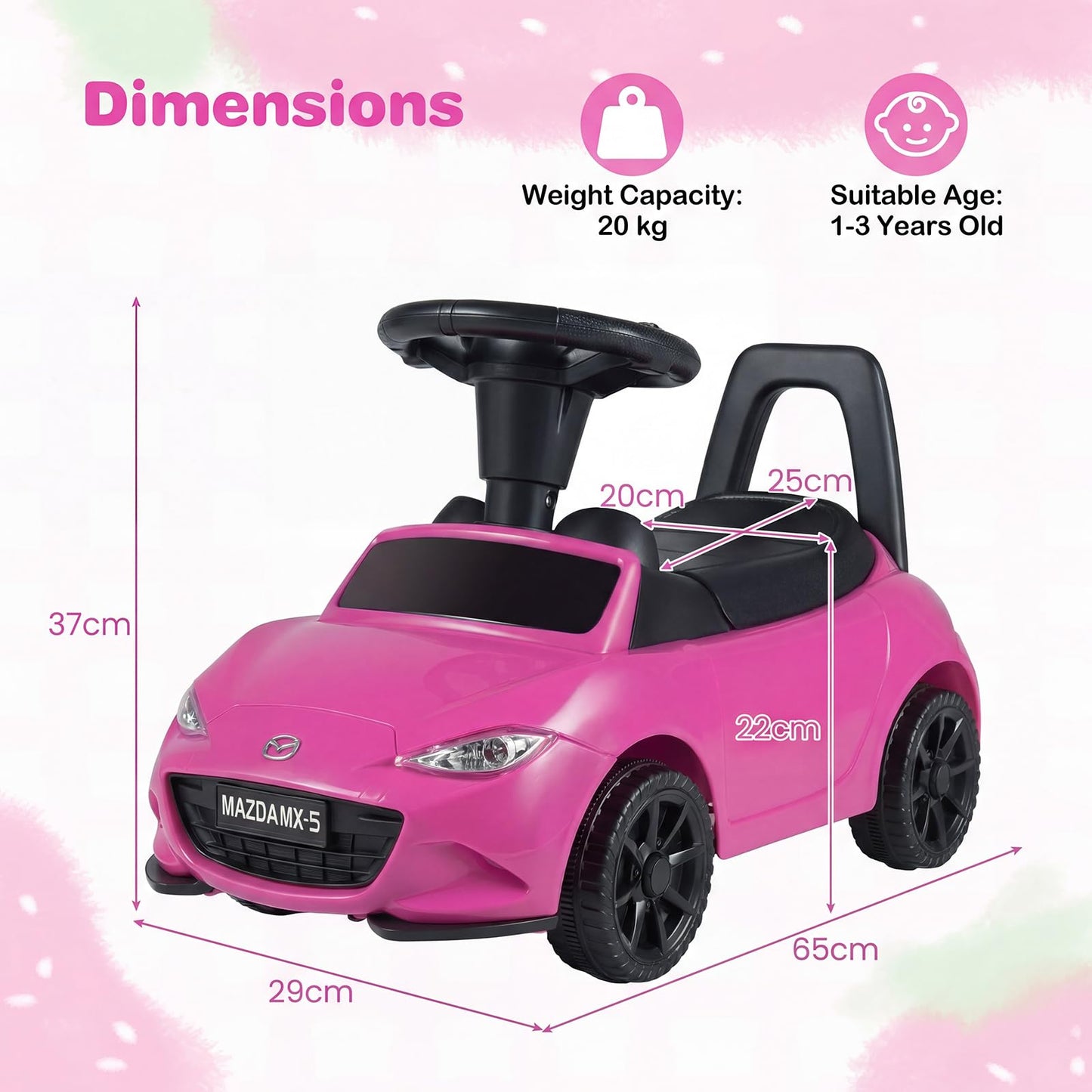 Kids Ride On Sliding Toy Mazda Licensed with Under-Seat Storage for Toddlers