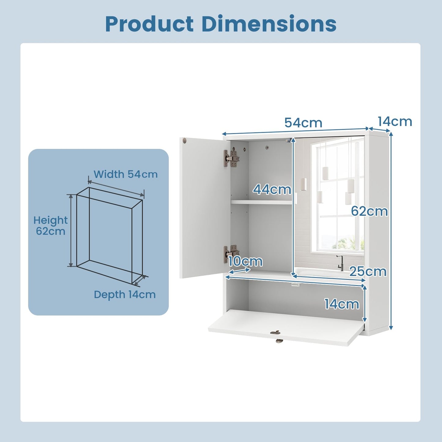 Wall Mounted Storage Cupboard with Shelf