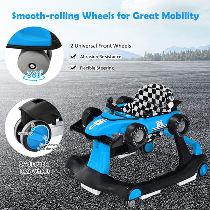 Foldable Push Along Walkers with Adjustable Height & Speed, Music, Lights
