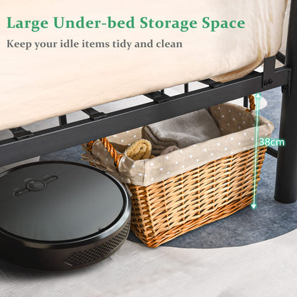 Double Metal Bed Frame, 3FT/4FT6/5FT Platform Bed with Headboard