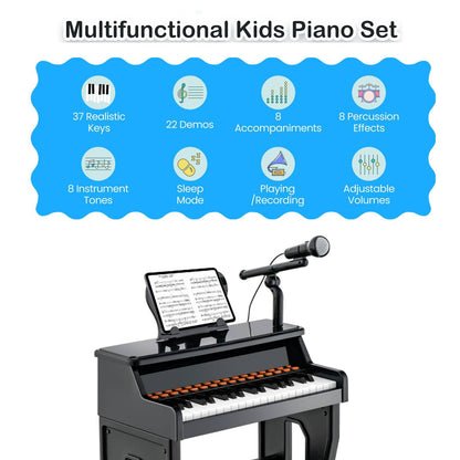 37-Key Electronic Piano Keyboard with Adjustable Microphone