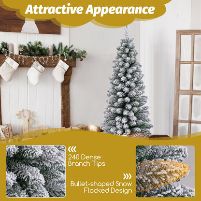 120/150 CM Snow Flocked Artificial Christmas Tree with 240/328 Branch Tips