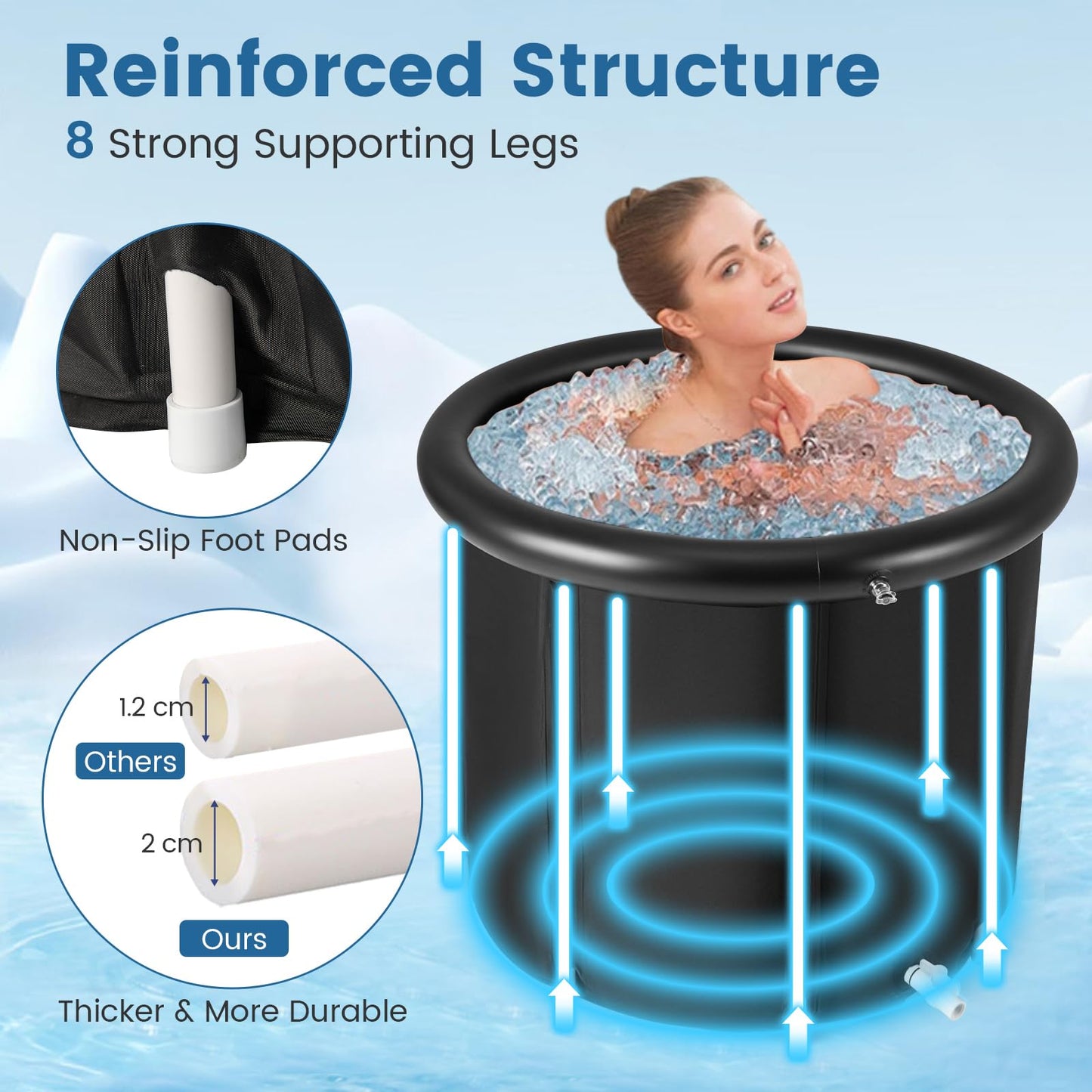 Ice Bath Tub, 400L Large Portable Outdoor Cold Plunge Pool Recovery Pod