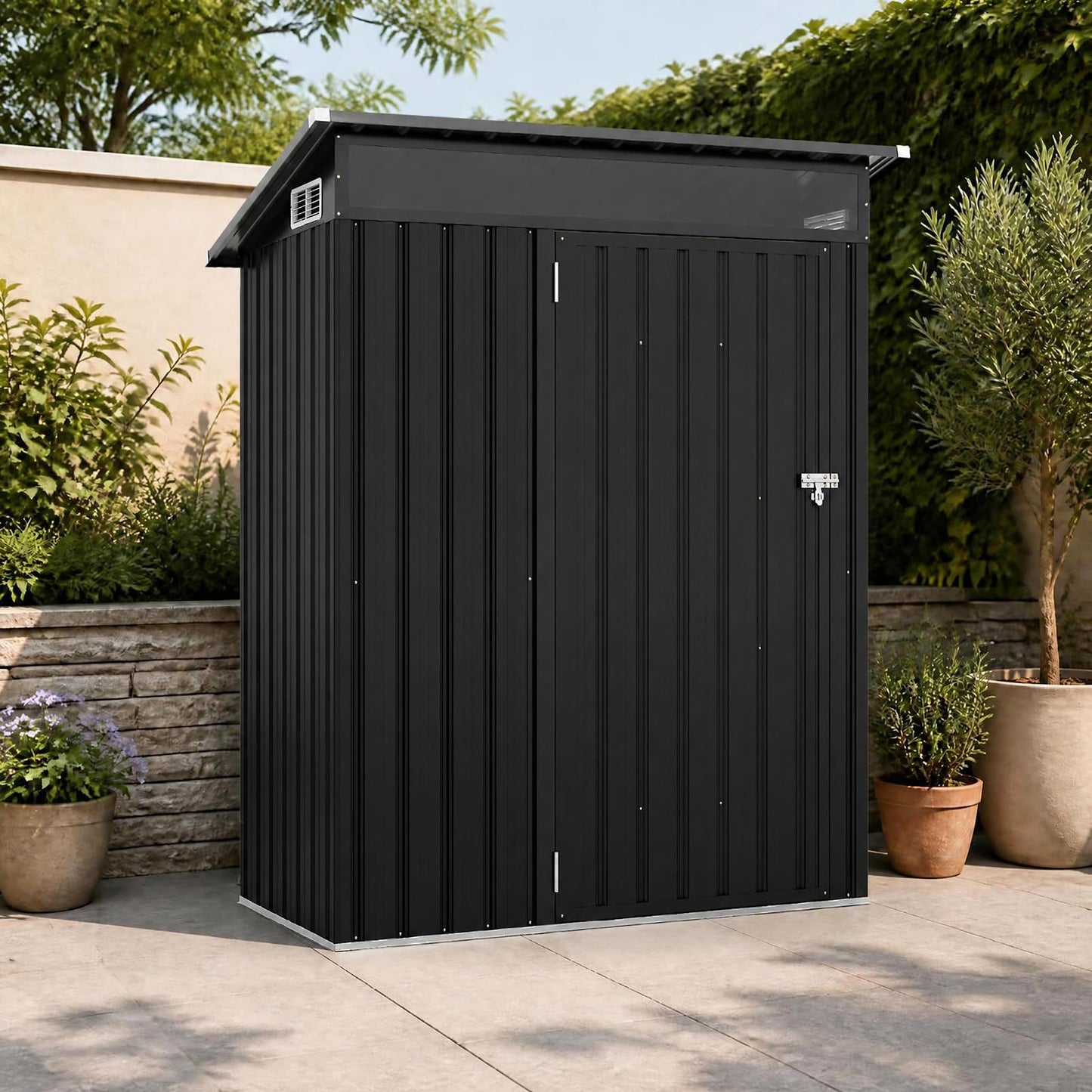 5 x 3FT Metal Garden Storage Shed with PC Panel & Lockable Door