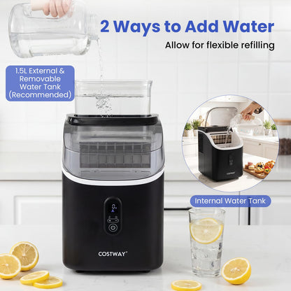 Ice Maker Countertop, 15kg/24H, 16Cubes/6 Mins, 13 Ice Thickness