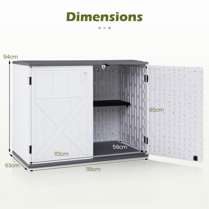 Outdoor Storage Box, All Weather Resistant Garden Shed with 3-Level Adjustable Shelf