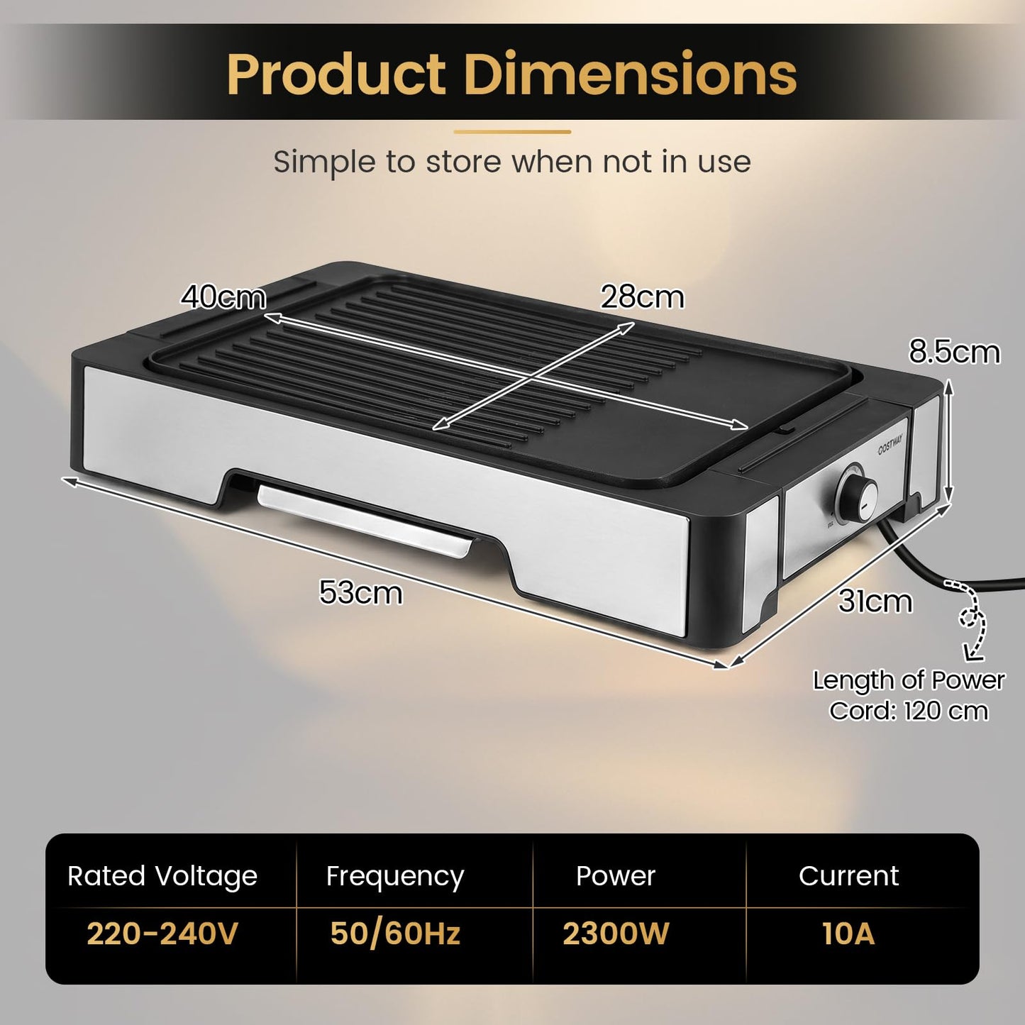 2-in-1 Electric Grill and Griddle, 2300W Non-Stick Table Grill