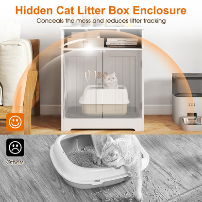 Cat Litter Box Enclosure, Wooden Kitty Hidden Washroom Furniture