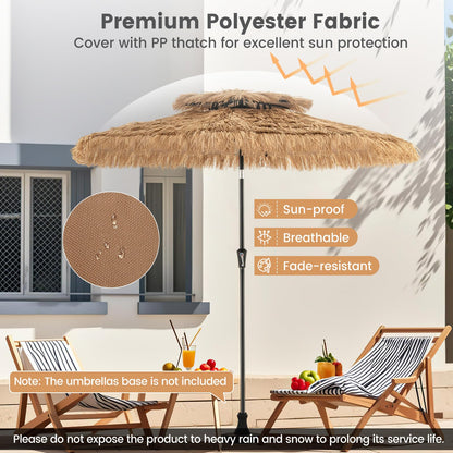 Thatched Tiki Parasol, Tilt Adjustment Hawaiian Patio Beach Umbrella