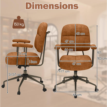 Height Adjustable Swivel Computer Desk Chair with Rocking Backrest and Armrests