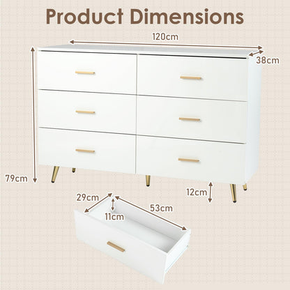 6 Drawer Dresser with Anti-Toppling Device for Living Room