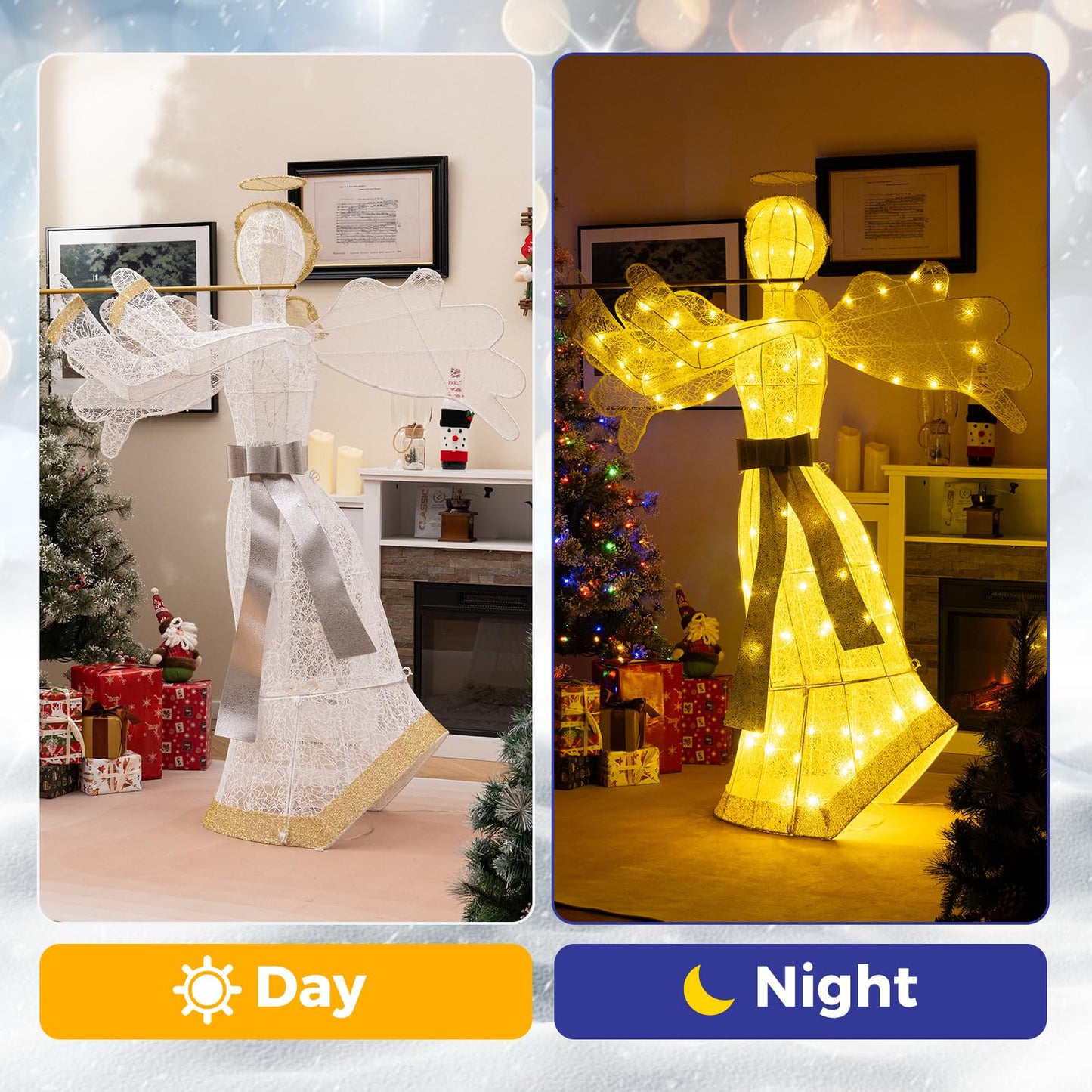 1.5 M Lighted Christmas Angel with 100 LED Lights and Zip Ties