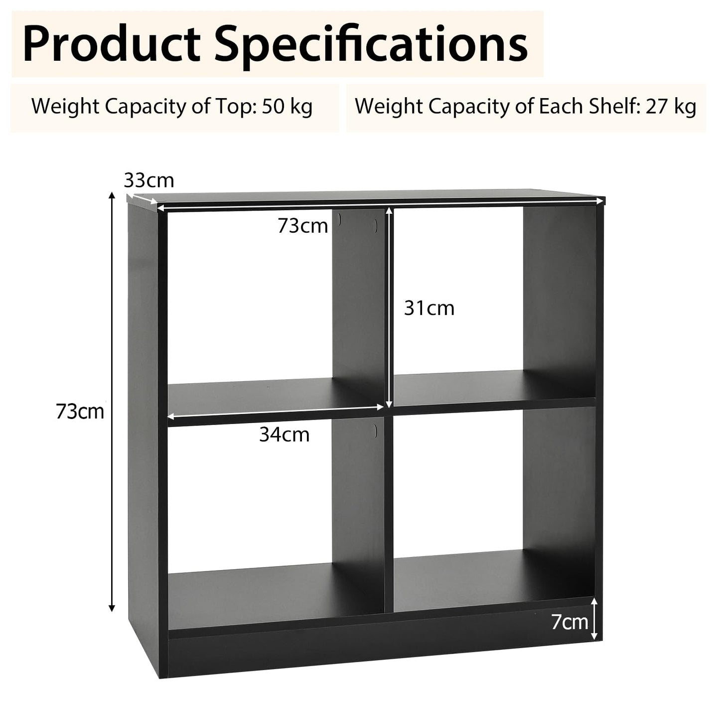 4-cube Wooden Storage Cabinet with Anti-Toppling Device