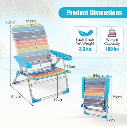 4 Adjustable Position Camping Chair with Armrests & Carry Strap