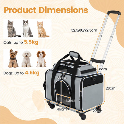 Airline Approved Rolling Cat and Dog Carrier with and Telescopic Handle