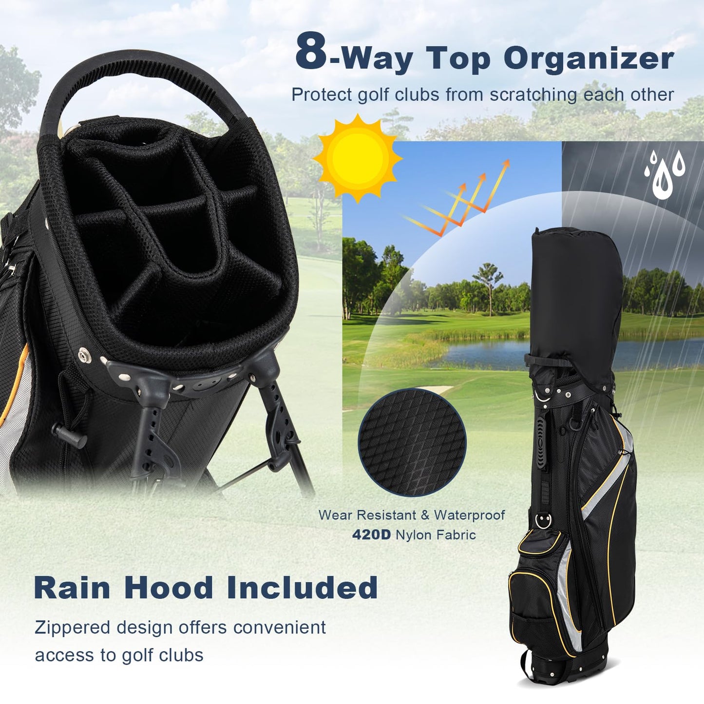 Lightweight Golf Club Bags with 8 Way Dividers