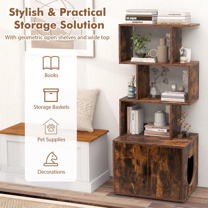 2 in 1 Hidden Cats Washroom Furniture with 3 Storage Shelves